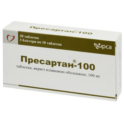 Світлина Пресартан-100 таблетки 100 мг №30